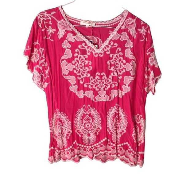 NWT Solitaire BOHO pink Top/Blouse sz Large - Picture 1 of 4